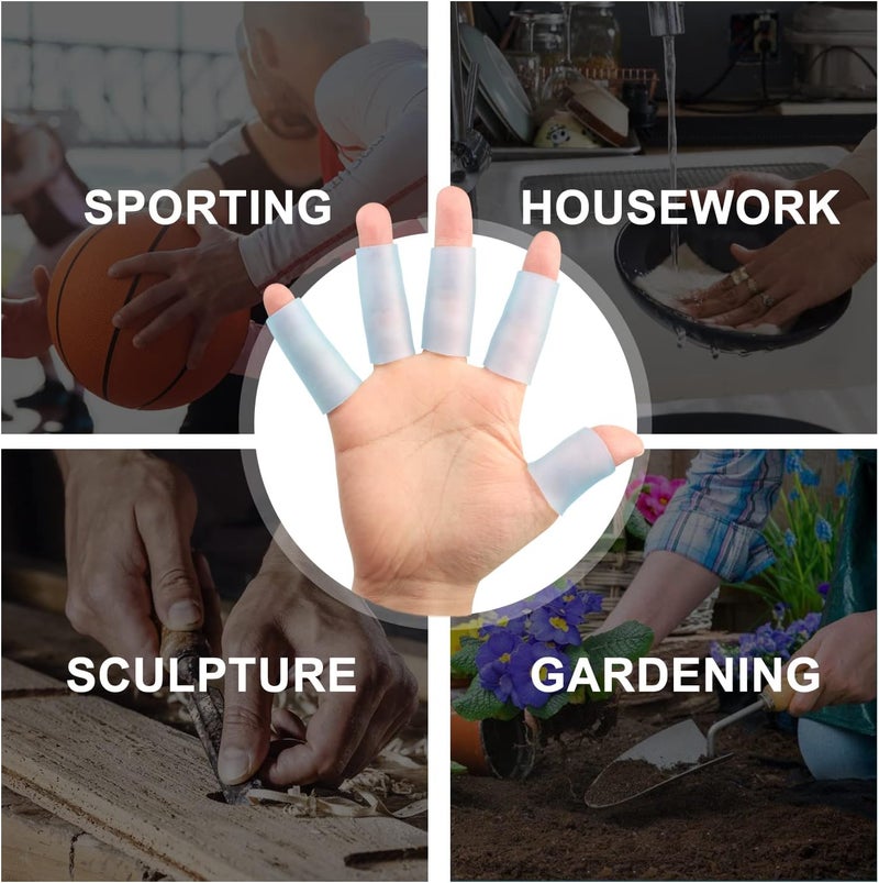 Sumifun Gel Finger Protector, 8 Pcs Silicone Finger Sleeves for Corns, Fingernails Loss, Friction Pain Relief, Blue - Image 5